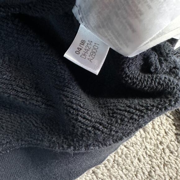 Adidas Originals Hoodie Womens S Black Cropped 3 Stripes Spellout Sweatshirt - Picture 7 of 11